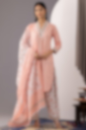Old Rose Pink Cotton Printed Kurta Set by Abbaran at Pernia's Pop Up Shop