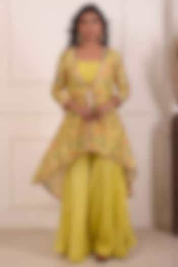 Yellow Cotton Silk Gharara Set by Abbaran at Pernia's Pop Up Shop