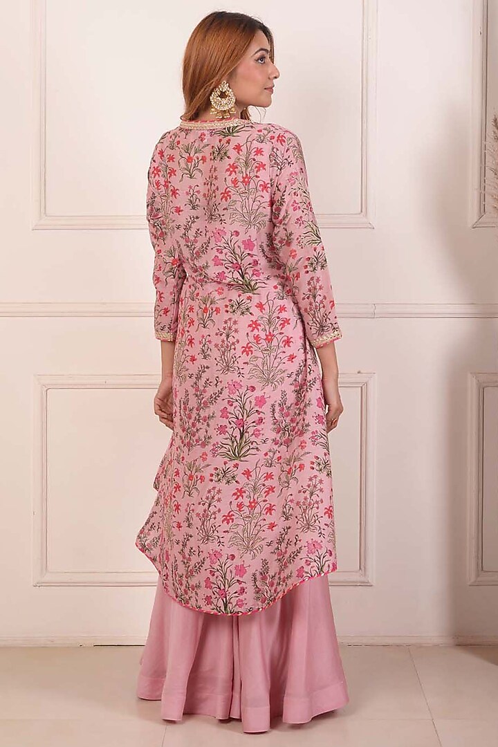 Peach Cotton Silk Gharara Set by Abbaran at Pernia's Pop Up Shop