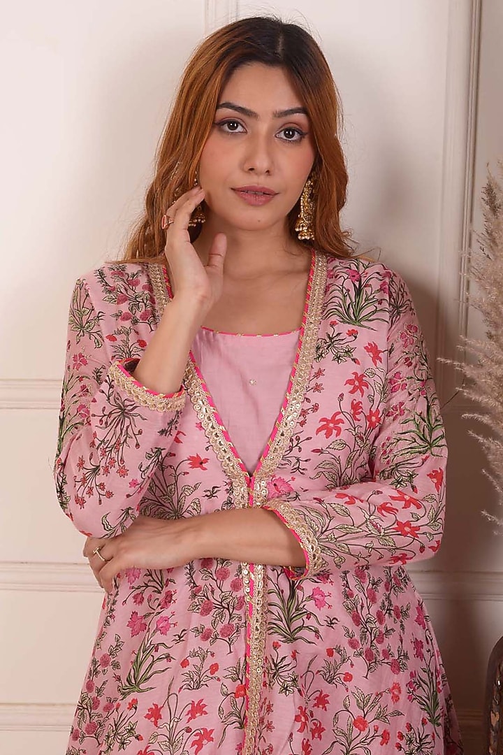 Peach Cotton Silk Gharara Set by Abbaran at Pernia's Pop Up Shop