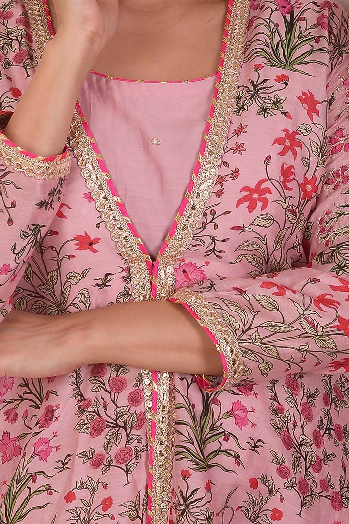 Peach Cotton Silk Gharara Set by Abbaran at Pernia's Pop Up Shop