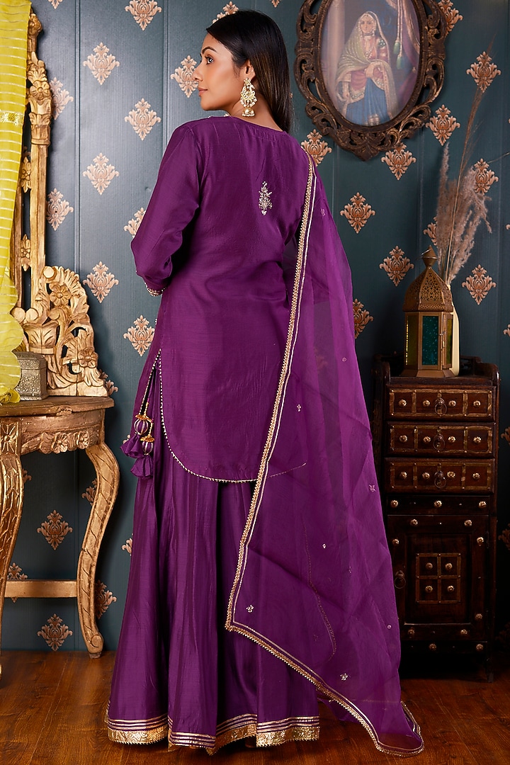 Purple Net Gharara Set main image 0