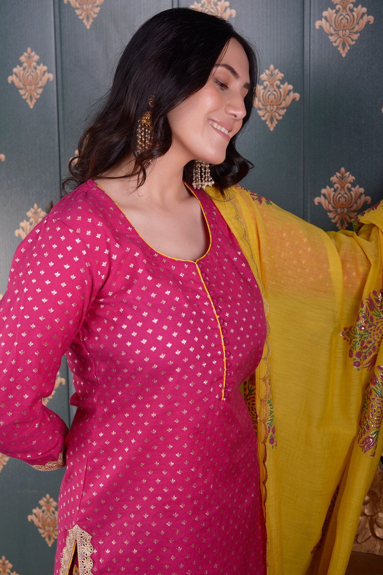 Magenta Flared Solid Gharara