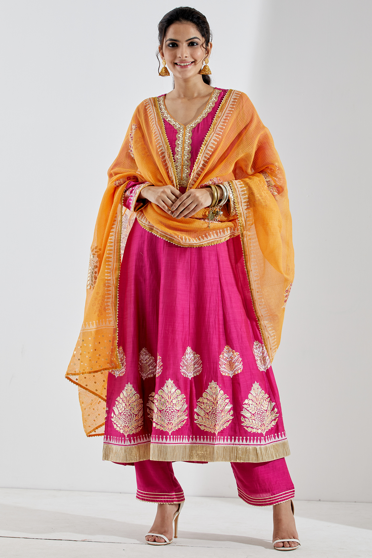 Rani Foil Printed Anarkali Set by Abbaran