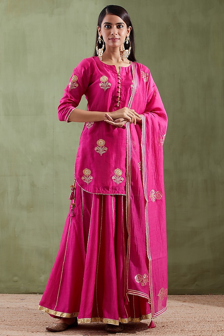 Rani Cotton Silk Gharara Set by Abbaran