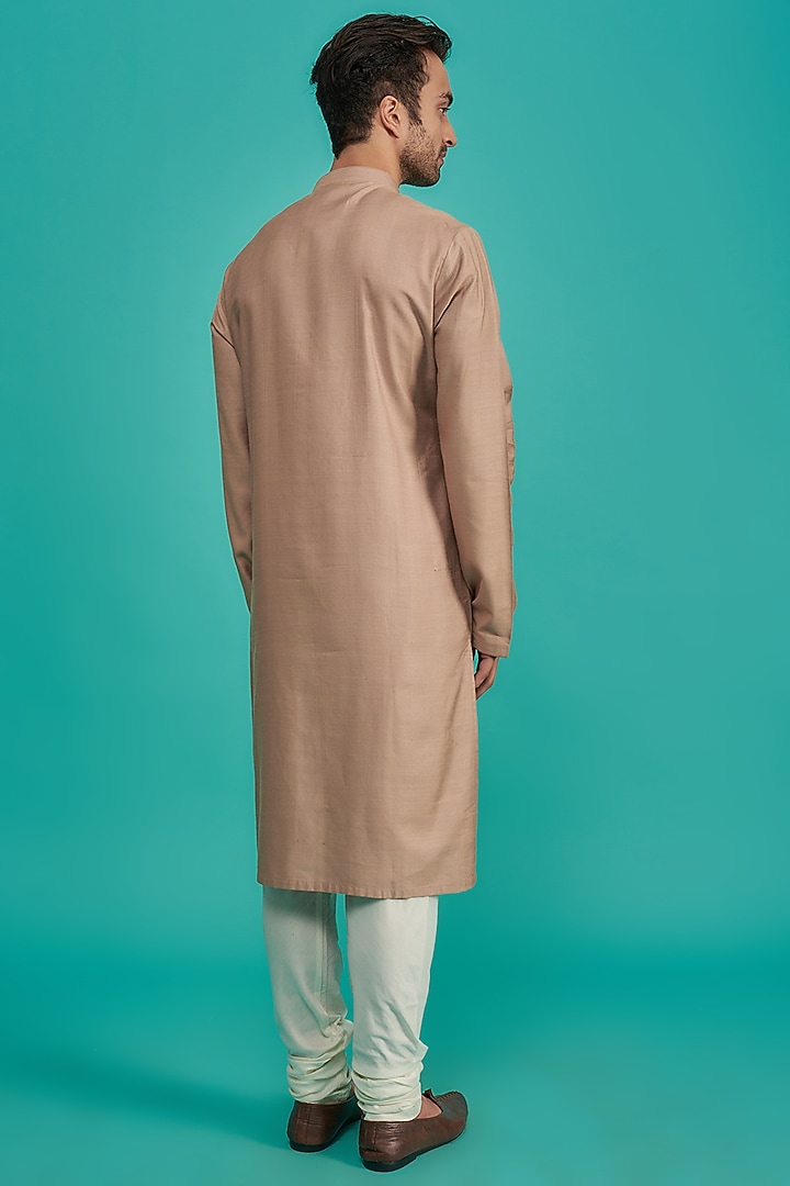 Brown Silk Hand Embroidered Kurta Set by AUGUST by Swati Akash Jhunjhunwala at Pernia's Pop Up Shop