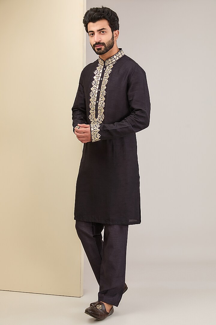 Multi-Colored Brocade Resham Embroidered Wedding Indowestern Set by AUGUST by Swati Akash Jhunjhunwala at Pernia's Pop Up Shop