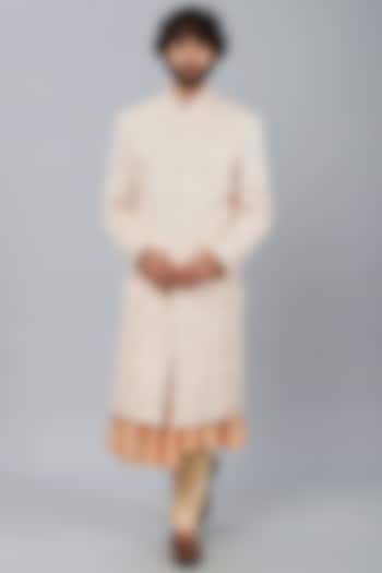 White Embroidered Sherwani Set by AUGUST by Swati Akash Jhunjhunwala