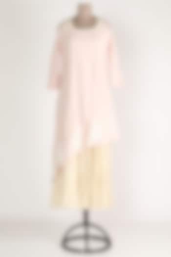 Blush Pink & White Asymmetric Tunic Set by Adara By Sheytal