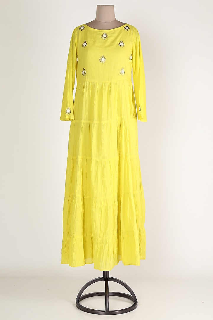 Yellow Embroidered Tunic Set by Adara By Sheytal