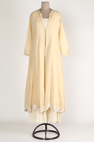 Off White Scalloped Tunic Set by Adara By Sheytal