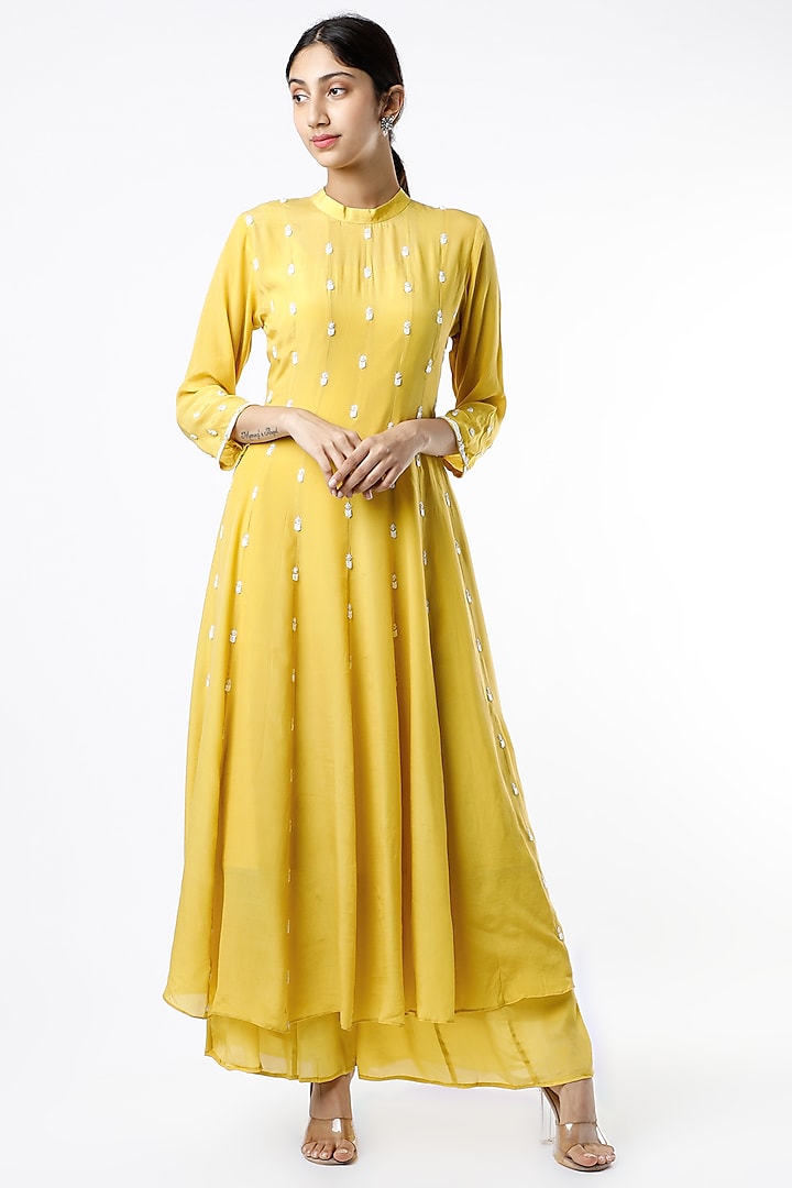 Yellow Kurta Set With Sequins Work by Adara By Sheytal at Pernia's Pop Up Shop