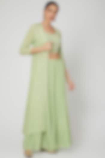 Mint Green Embroidered Jacket Set by Adara by Sheytal at Pernia's Pop Up Shop