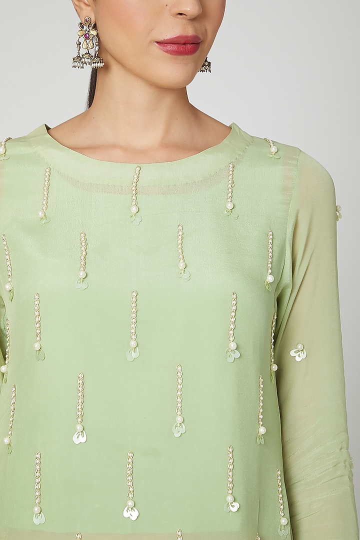 Mint Green Embroidered Kurta & Dhoti by Adara by Sheytal at Pernia's Pop Up Shop