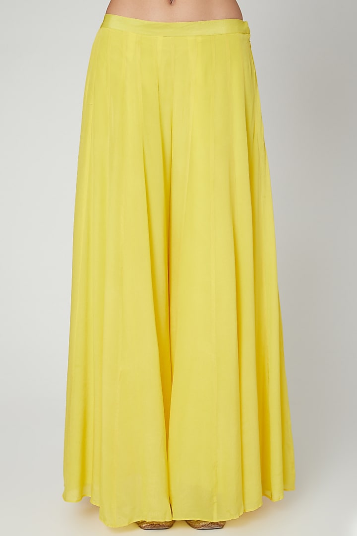 Yellow Embroidered Kalidar Kurta & Pants by Adara by Sheytal at Pernia's Pop Up Shop
