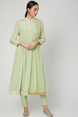 Mint Green Embroidered Anarkali Set by Adara by Sheytal