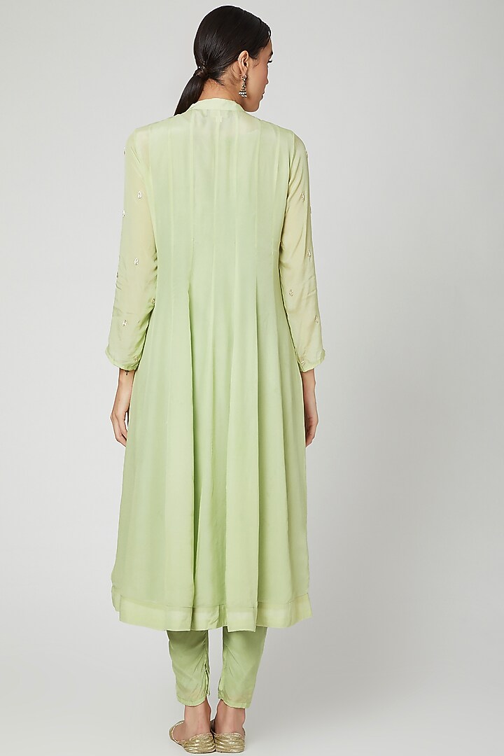 Mint Green Embroidered Party Wear Anarkali Set by Adara by Sheytal at Pernia's Pop Up Shop