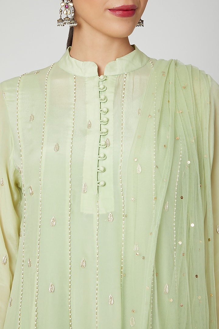 Mint Green Embroidered Party Wear Anarkali Set by Adara by Sheytal at Pernia's Pop Up Shop