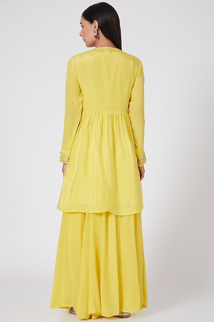 Yellow Crepe Jacket Set by Adara by Sheytal at Pernia's Pop Up Shop