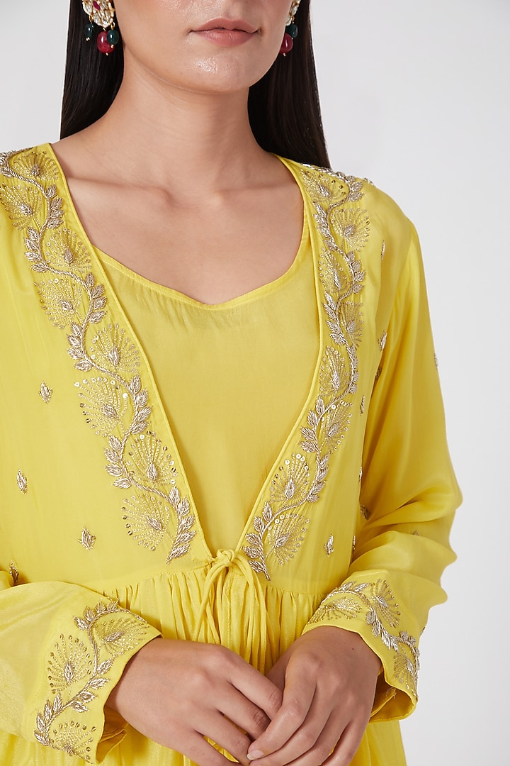 Yellow Crepe Jacket Set by Adara by Sheytal at Pernia's Pop Up Shop