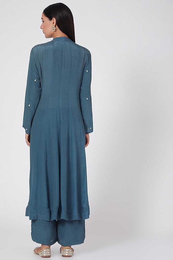 Cobalt Blue Kalidar Party Wear Anarkali Set by Adara by Sheytal at Pernia's Pop Up Shop
