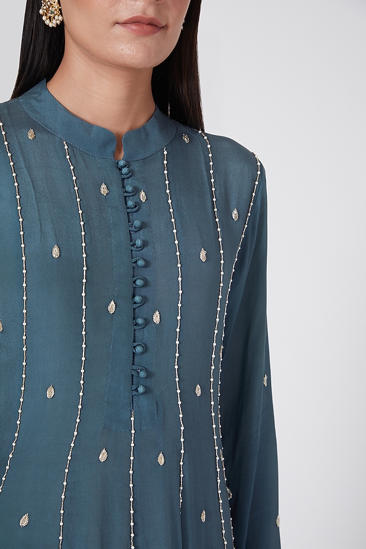 Cobalt Blue Kalidar Party Wear Anarkali Set by Adara by Sheytal at Pernia's Pop Up Shop