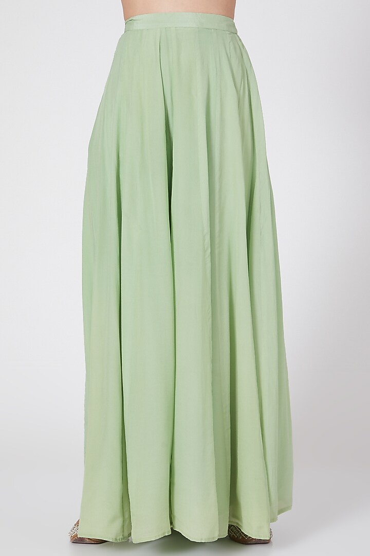 Mint Green Crepe Kalidar Palazzo Pant Set by Adara by Sheytal at Pernia's Pop Up Shop