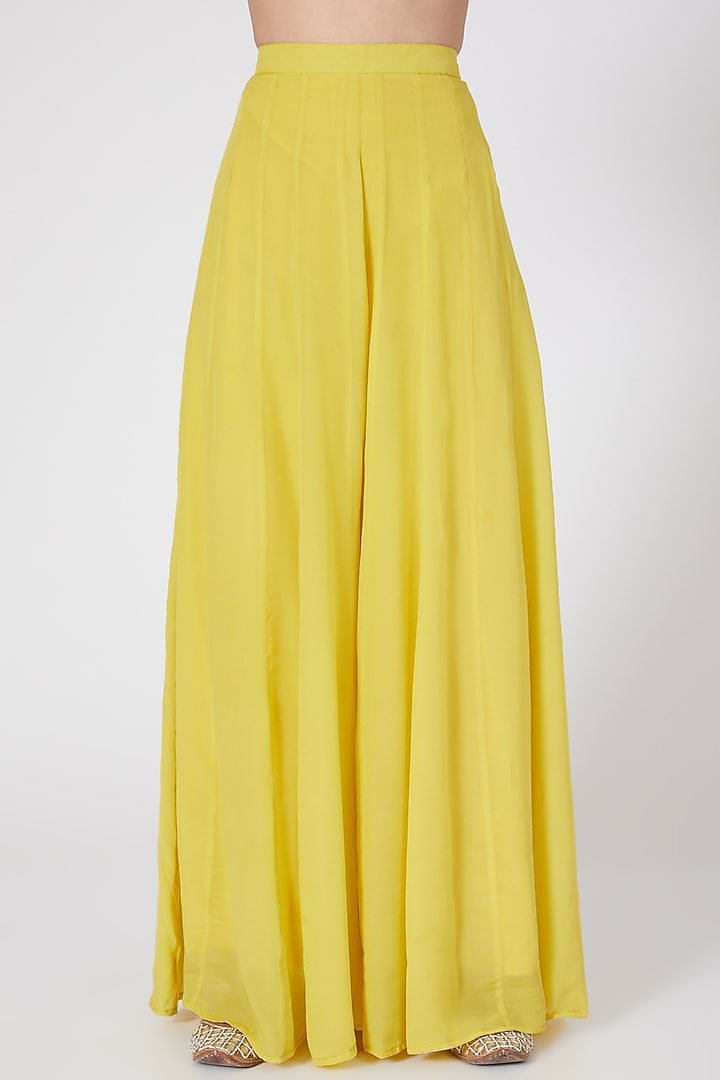 Yellow Crepe Kalidar Palazzo Pant Set by Adara by Sheytal at Pernia's Pop Up Shop