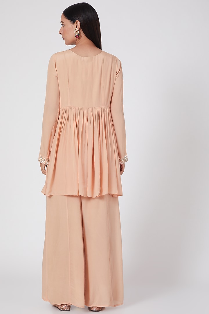 Blush Pink Crepe Palazzo Pant Set by Adara by Sheytal at Pernia's Pop Up Shop