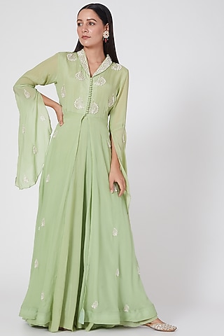 Mint Green Kalidar Palazzo Pant Set by Adara by Sheytal