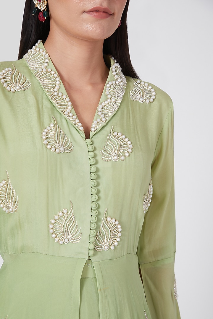 Mint Green Kalidar Palazzo Pant Set by Adara by Sheytal at Pernia's Pop Up Shop