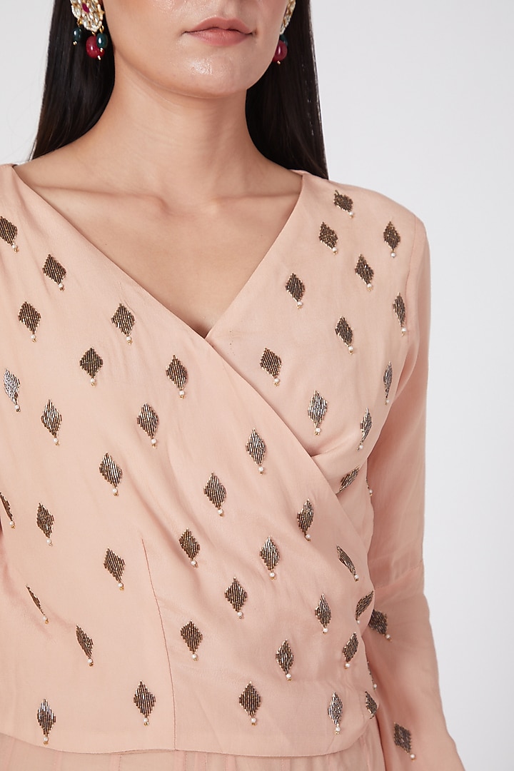 Blush Pink Kalidar Palazzo Pant Set With Cutdana Work by Adara by Sheytal at Pernia's Pop Up Shop