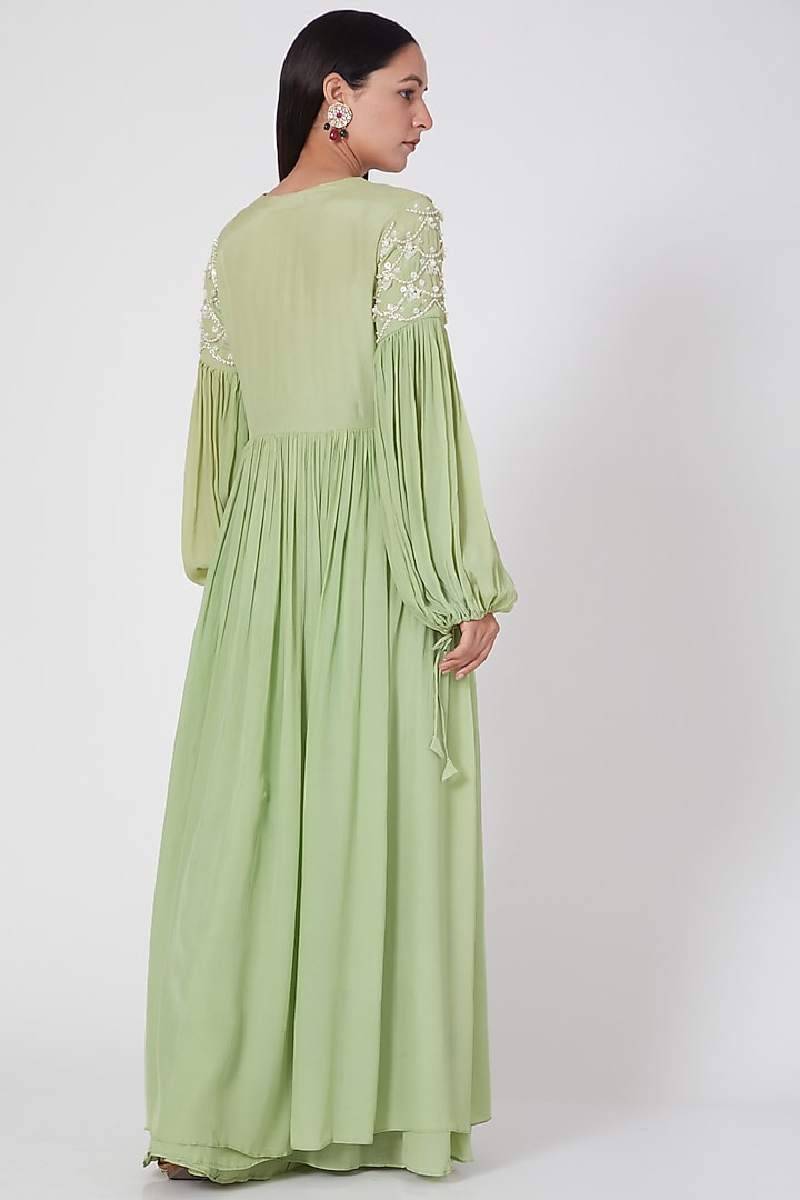 Mint Green Kalidar Palazzo Pant Set by Adara by Sheytal at Pernia's Pop Up Shop