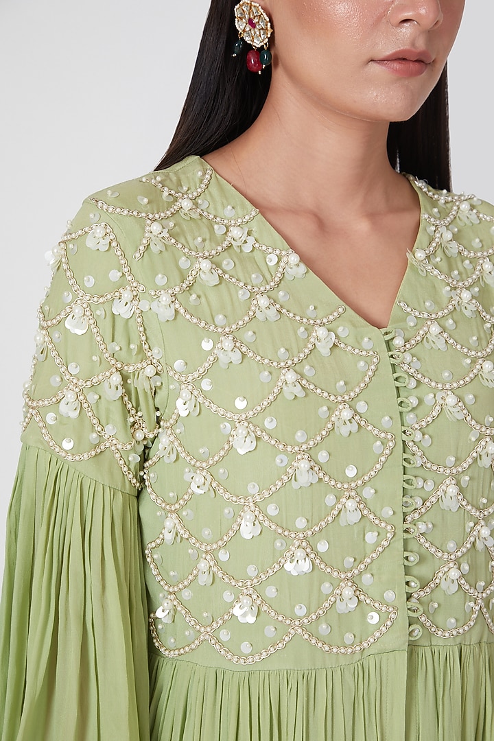 Mint Green Kalidar Palazzo Pant Set by Adara by Sheytal at Pernia's Pop Up Shop