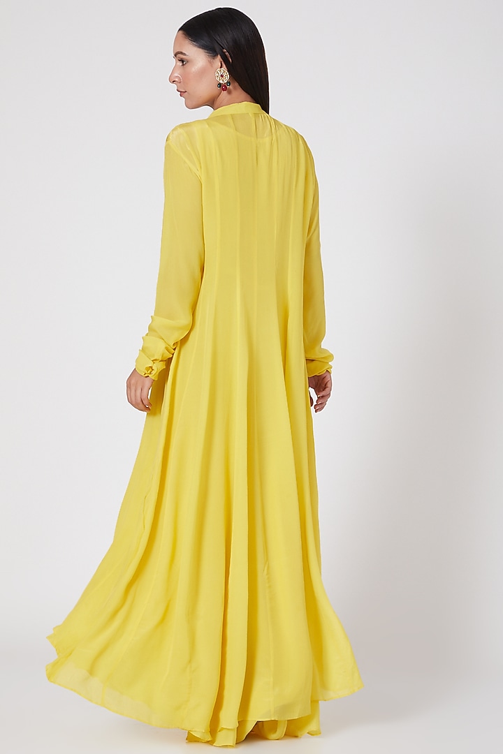 Yellow Crepe Double Layered Vacation Dress by Adara by Sheytal at Pernia's Pop Up Shop