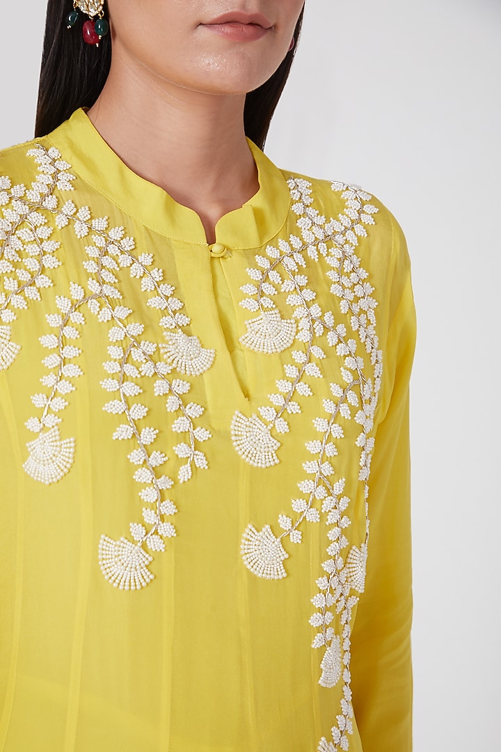 Yellow Crepe Double Layered Vacation Dress by Adara by Sheytal at Pernia's Pop Up Shop