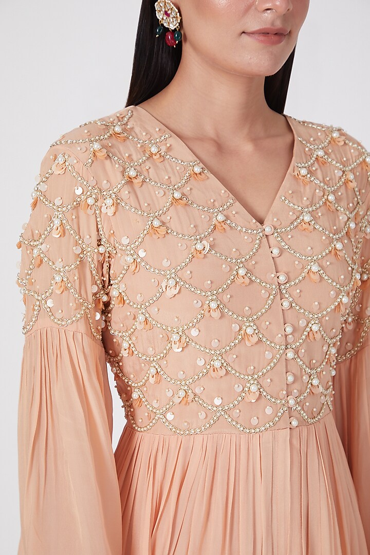 Blush Pink Kalidar Palazzo Pant Set With Sequins Work by Adara by Sheytal at Pernia's Pop Up Shop