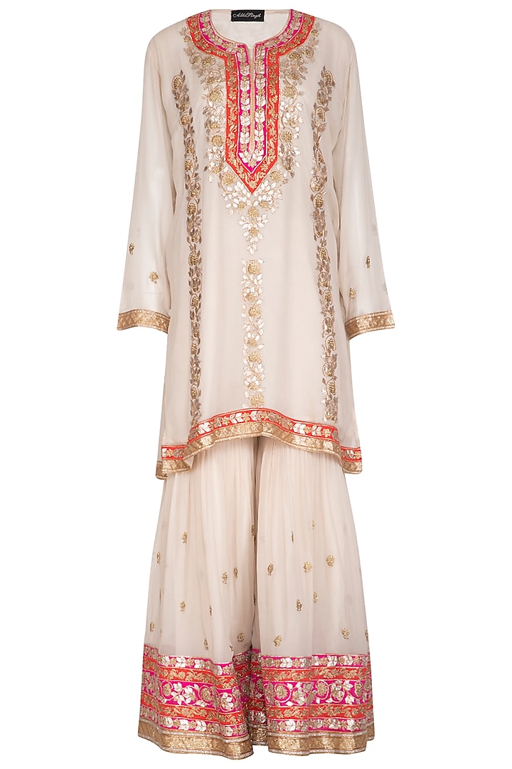 Off White Embroidered Gharara Set by Abhi Singh