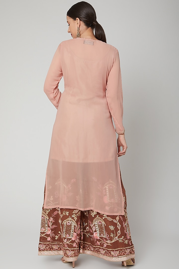 Light Peach Embroidered Gharara Set main image 1