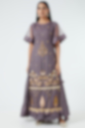 Wine Embroidered Anarkali by Abhi Singh at Pernia's Pop Up Shop