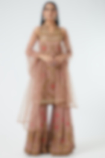 Blush Pink Embroidered Gharara Set by Abhi Singh at Pernia's Pop Up Shop