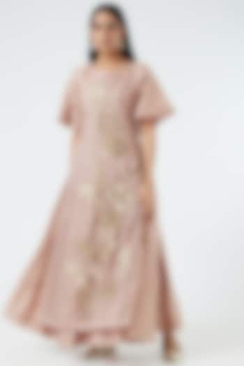 Blush Pink Embroidered Anarkali by Abhi Singh at Pernia's Pop Up Shop