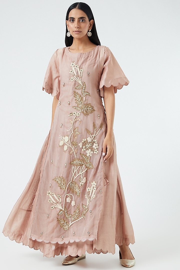 Blush Pink Embroidered Anarkali by Abhi Singh at Pernia's Pop Up Shop