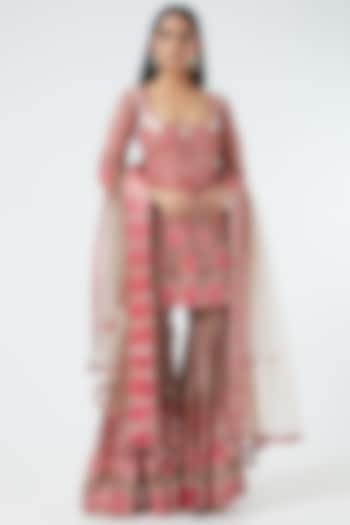 Blush Pink Gharara Set With Embroidery by Abhi Singh