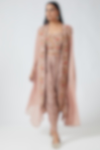 Blush Pink Embroidered Cape Set by Abhi Singh at Pernia's Pop Up Shop