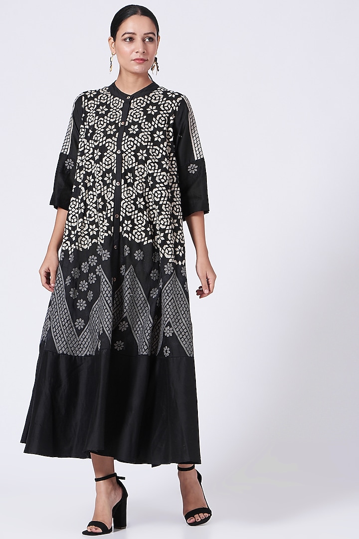 Black Silk Tunic by ABHI SINGH MADE IN INDIA