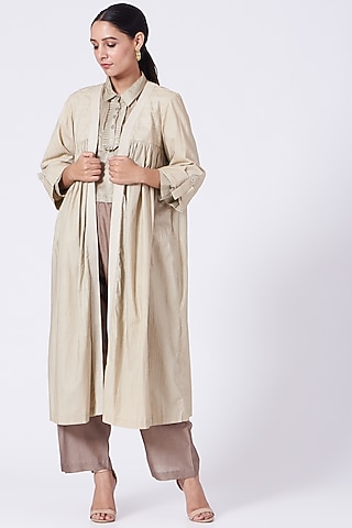 Beige Organic Cotton Jacket Set by ABHI SINGH MADE IN INDIA
