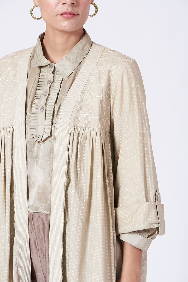 Beige Organic Cotton Jacket Set by ABHI SINGH MADE IN INDIA at Pernia's Pop Up Shop