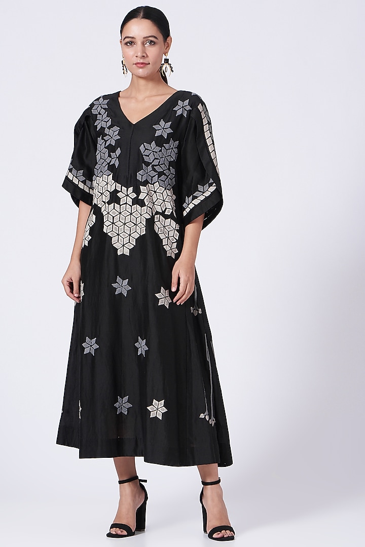 Black Embroidered Dress by ABHI SINGH MADE IN INDIA at Pernia's Pop Up Shop