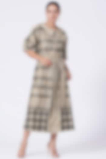 Nude & Grey Long Tunic by ABHI SINGH MADE IN INDIA